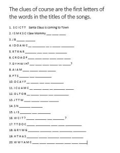 Printable Christmas Game: Guess The Christmas Carols