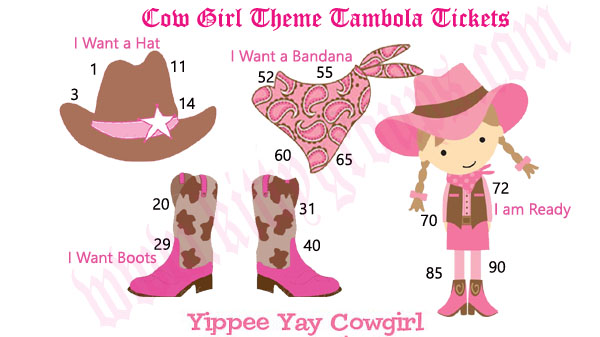 Cow Girl Theme Kitty Party Tambola Game